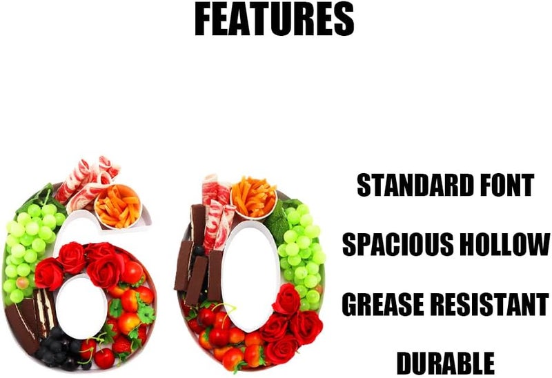 WENPACK 12" Fillable Cardboard Number Shaped Gift Grazing Charcuterie Board Paper Container (60&90) - Image 3